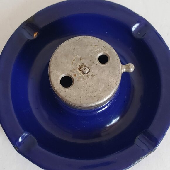 Vintage COBALT ENAMEL ASHTRAY Metal Blue Enamelware from Hungary - Picture 9 of 14